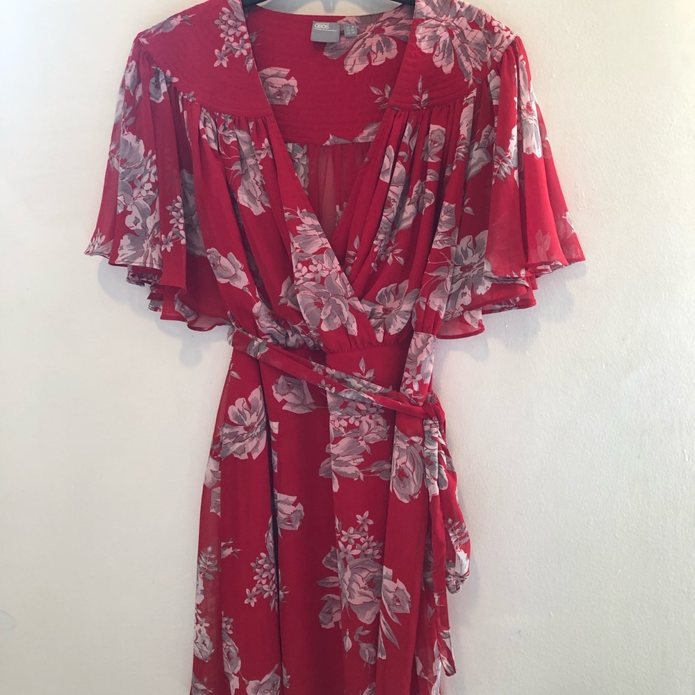 ASOS Curve flutter sleeve skater dress w/ belt